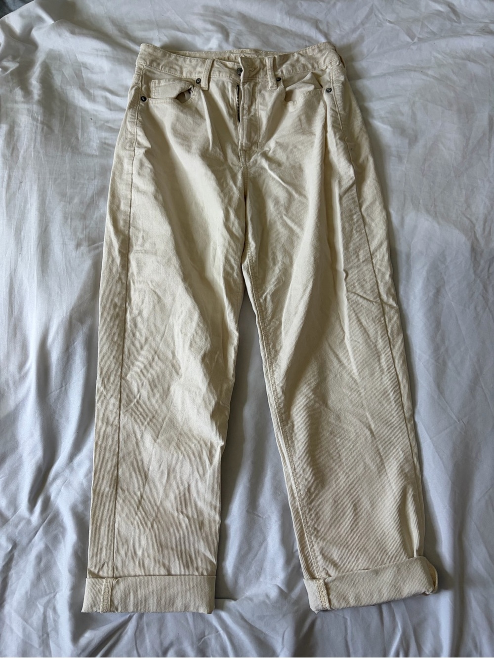 American Eagle Outfitters Cream Straight-Leg Pants